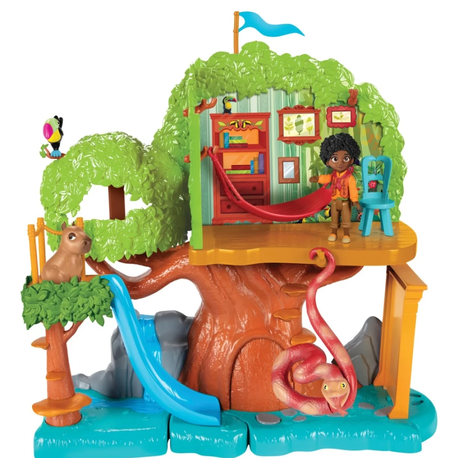 Encanto Antonio's Tree House Playset for Kids – Outdoor Wooden Playhouse with Slide & Swing Set