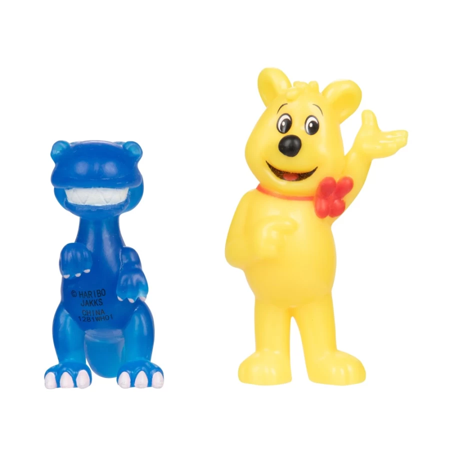 Haribo Goldbear Gummy Candy with Arm Raised & Blue Dinosaur Figure - 2 Pack Assortment