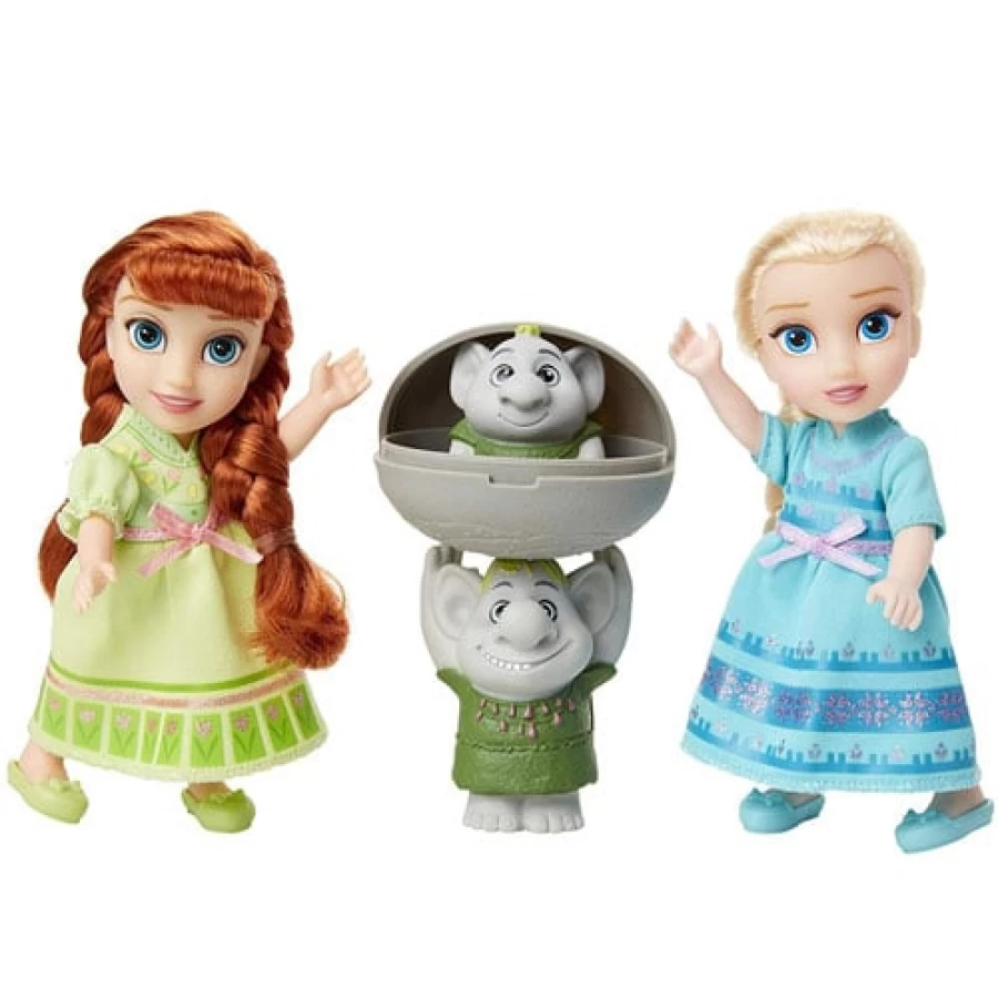 Frozen Anna & Elsa Petite Dolls with Trolls Surprise Gift Set | Official Disney Merchandise