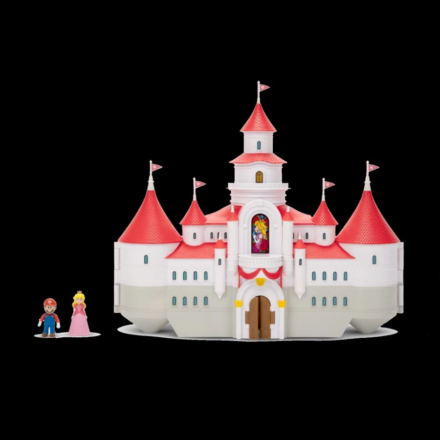 Super Mario Bros Mushroom Kingdom Castle Playset with 1.25" Mario & Peach Mini Figures - Nintendo Collectible Toy