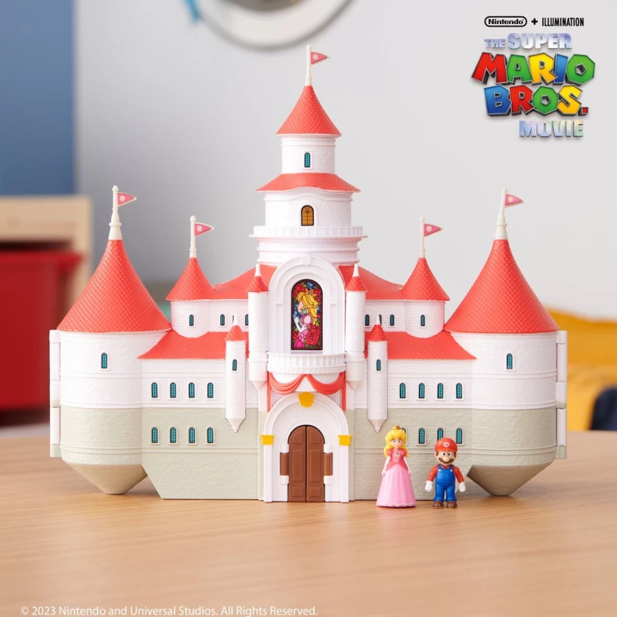 Super Mario Bros Mushroom Kingdom Castle Playset with 1.25" Mario & Peach Mini Figures - Nintendo Collectible Toy