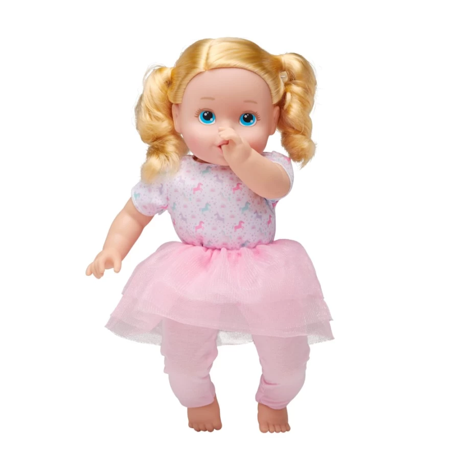 "Perfectly-Cute 14 Inch Blonde Toddler Girl Doll with Blue Eyes - Sweet Realistic Baby Doll"