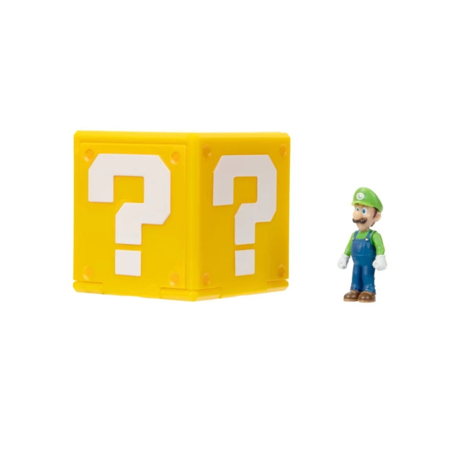 "Super Mario Bros 1.25 Inch Luigi Mini Figure with Question Block – Official Collectible"
