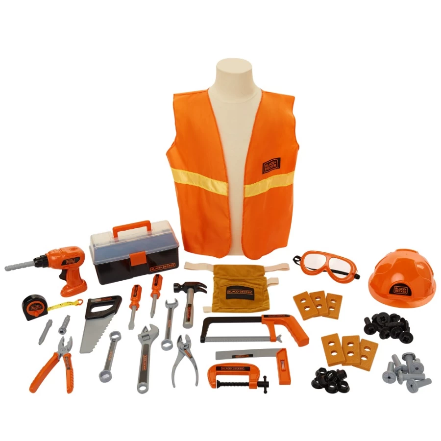 Black & Decker Junior Carpenter Tool Set - 50-Piece Kids Woodworking Tools Kit for Beginners