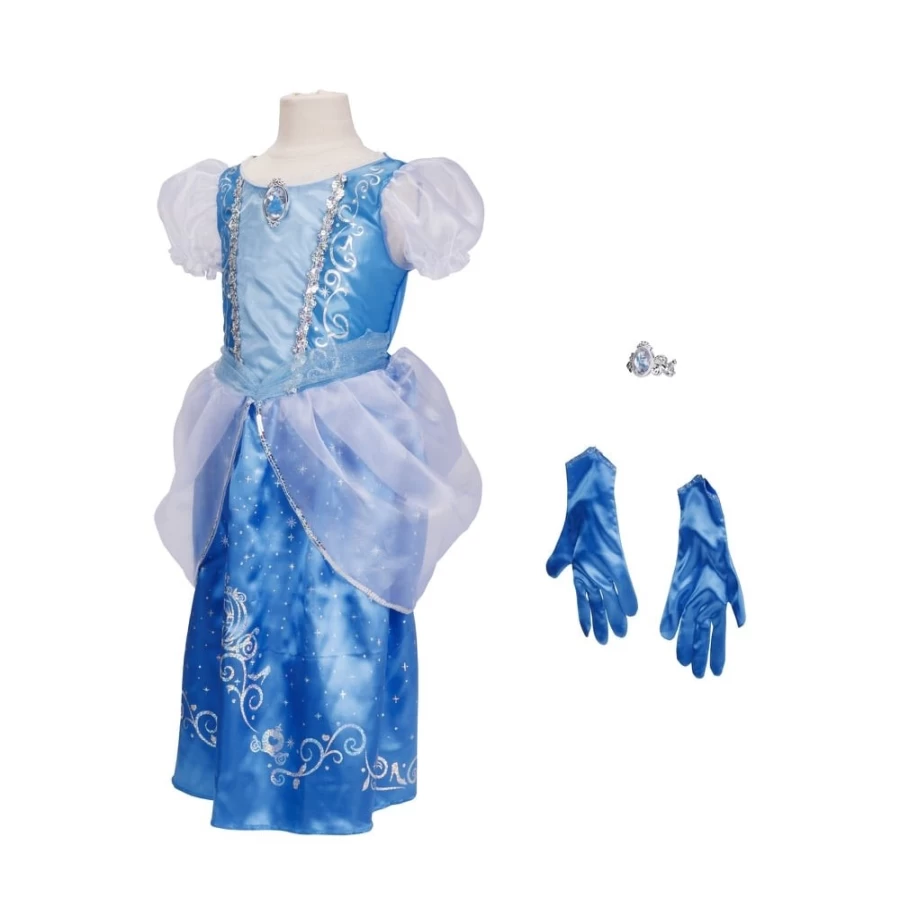 Disney Cinderella Majestic Blue Princess Dress with Bracelet & Gloves for Girls