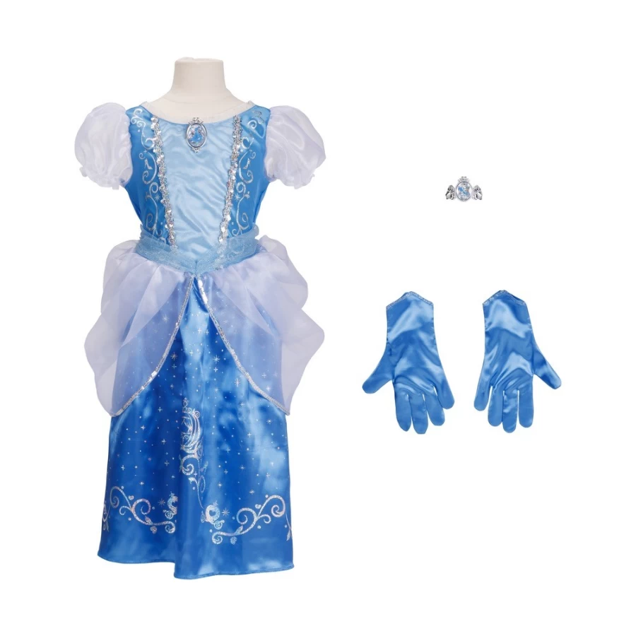 Disney Cinderella Majestic Blue Princess Dress with Bracelet & Gloves for Girls
