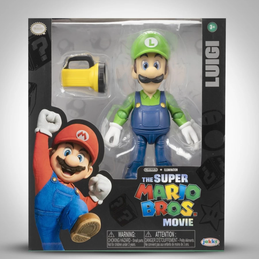 "5 Inch Luigi Action Figure with Flashlight - Super Mario Bros Collectible"