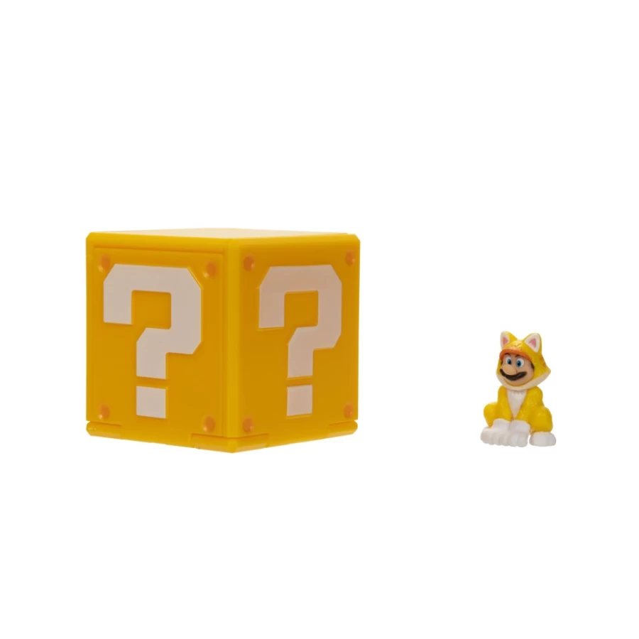 1.25" Super Mario Bros Cat Mario Mini Figure with Question Block - Collectible Toy
