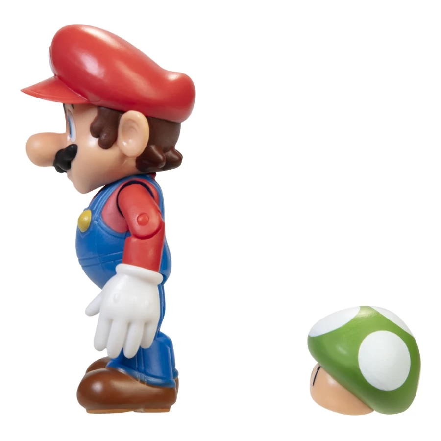 Super Mario Bros 1-Up Mushroom 4-Inch Poseable Action Figure - Super-Mario Collectible