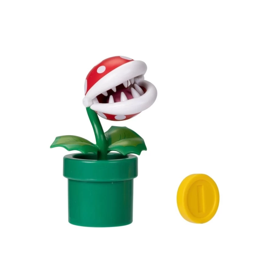 Super Mario Piranha Plant with Coin 4-Inch Articulated Action Figure – Collectible Character Toy