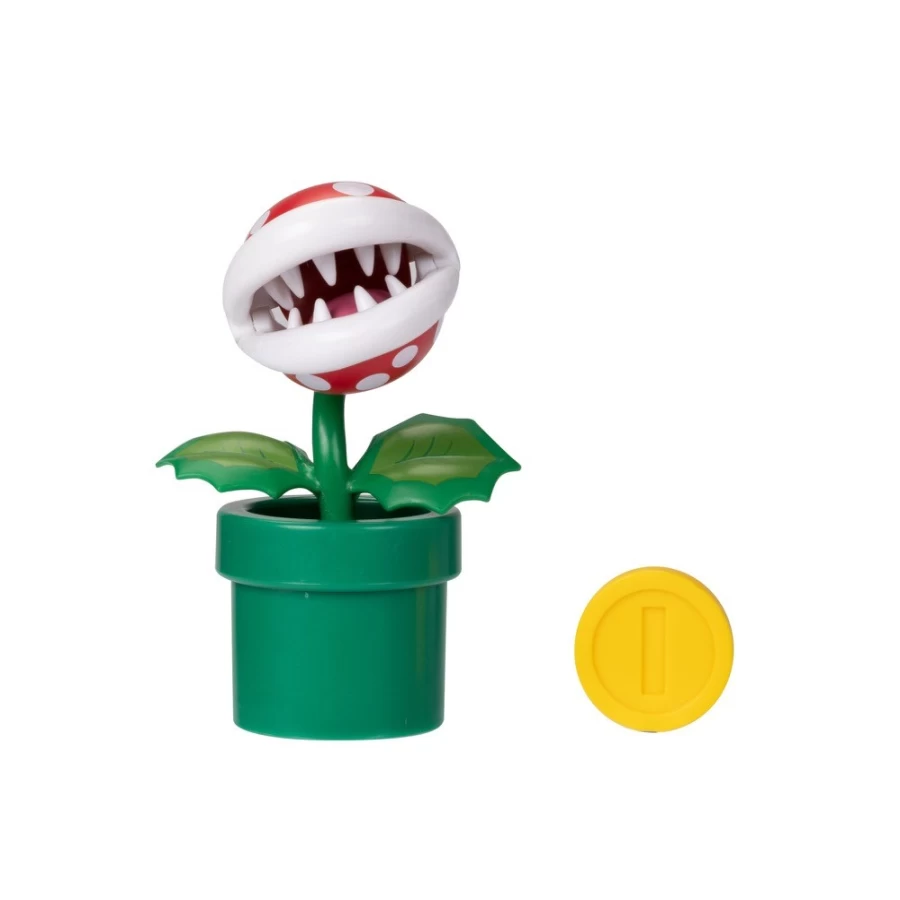 Super Mario Piranha Plant with Coin 4-Inch Articulated Action Figure – Collectible Character Toy