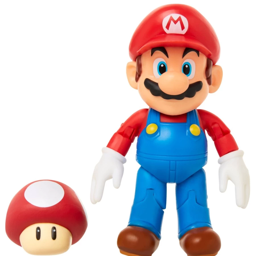 Super Mario Articulated Red Mushroom 4-Inch Action Figure - Nintendo Collectible