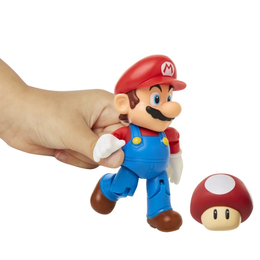 Super Mario Articulated Red Mushroom 4-Inch Action Figure - Nintendo Collectible