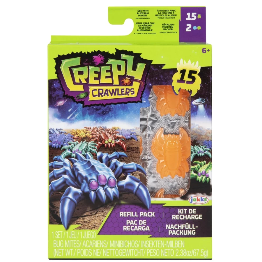 Creepy-Crawlers Gooey Bug Refill Pack - Vibrant Orange & Blue Slime Insects for Fun DIY Play