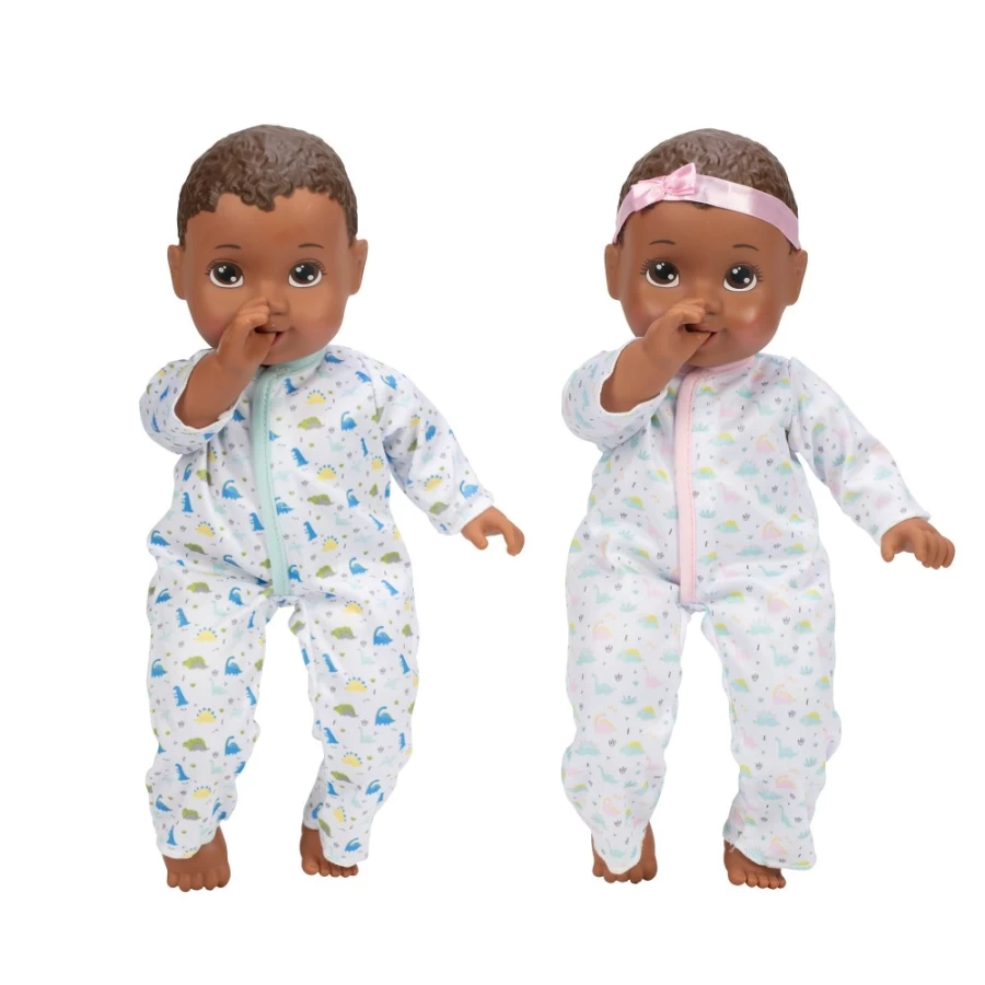 Perfectly Cute 14" My Sweet Baby Twins Boy & Girl Dolls - Dark Brunette Hair, Brown Eyes - Realistic Twin Doll Set