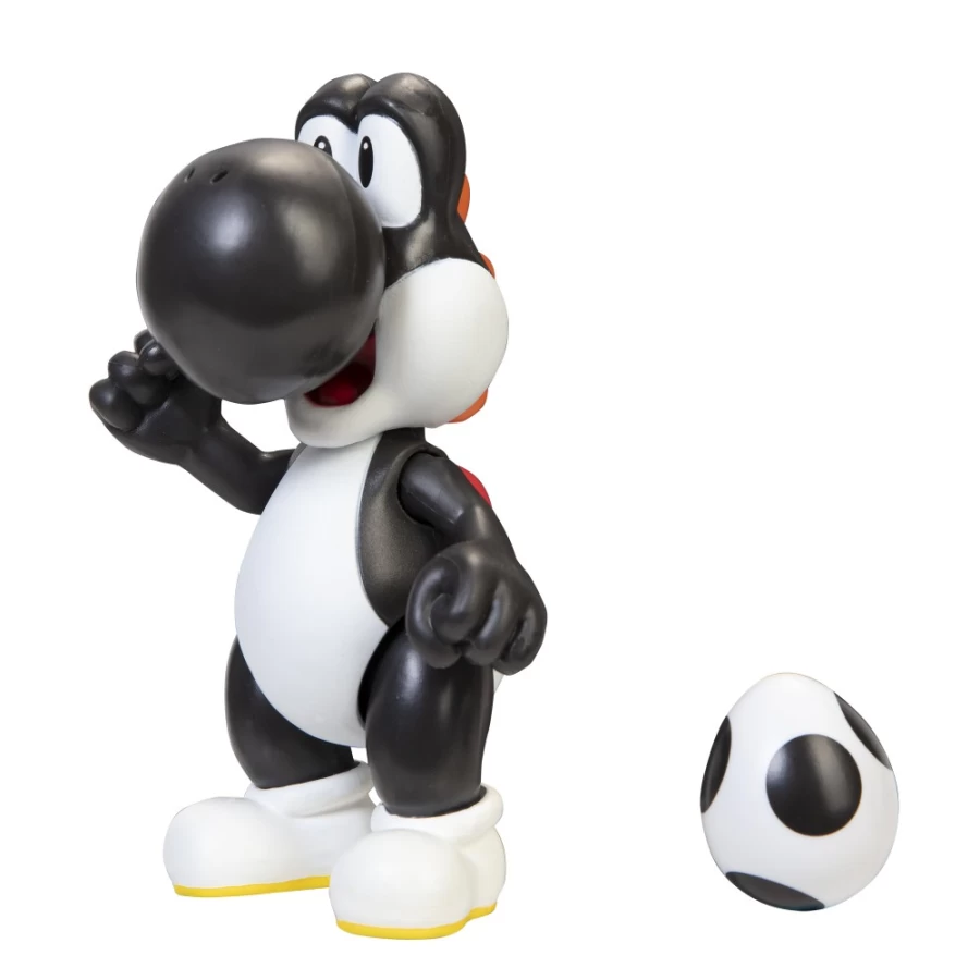 Super Mario Articulated Black Yoshi with Egg 4-Inch Action Figure - Nintendo Collectible