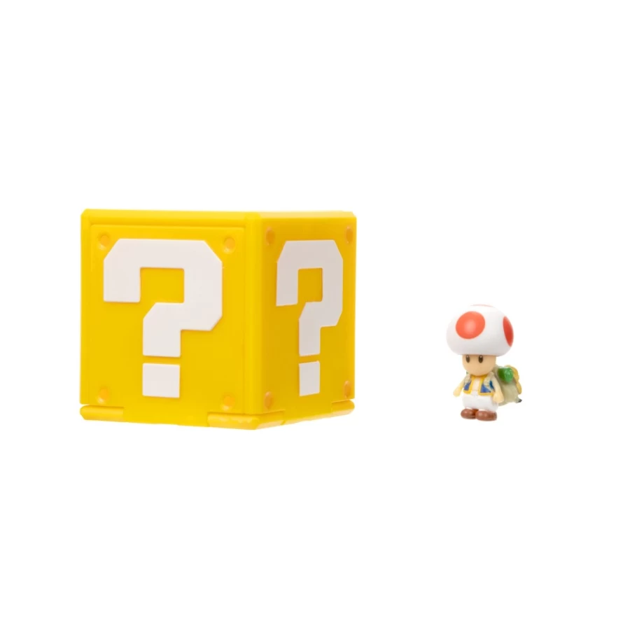 "Super Mario Bros 1.25 Inch Toad Mini Figure with Question Block – Collectible Toy"