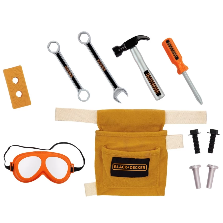 Black & Decker Junior Tool Belt Set - 11-Piece Kids Construction Tools & Accessories Kit