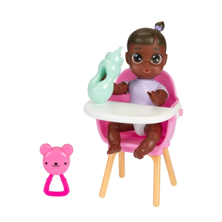 Perfectly-Cute My Lil 4 Babies Doll with Dark Brown Ponytail & Brown Eyes - 4 Surprises Collectible Toy