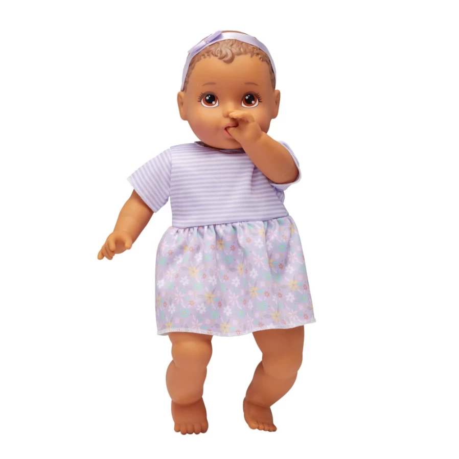 "Perfectly-Cute 14-inch Sweet Baby Girl Doll with Brunette Hair & Brown Eyes"