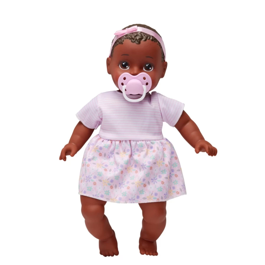 "Perfectly-Cute 14-inch Sweet Baby Girl Doll with Dark Brunette Hair & Brown Eyes"