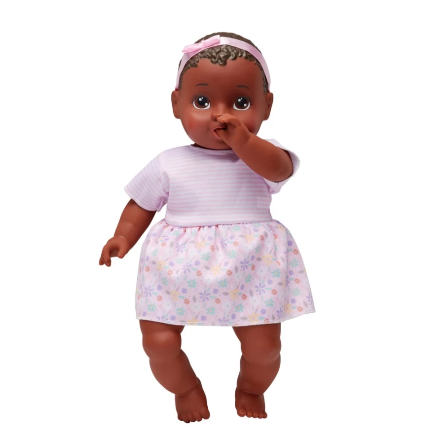 "Perfectly-Cute 14-inch Sweet Baby Girl Doll with Dark Brunette Hair & Brown Eyes"