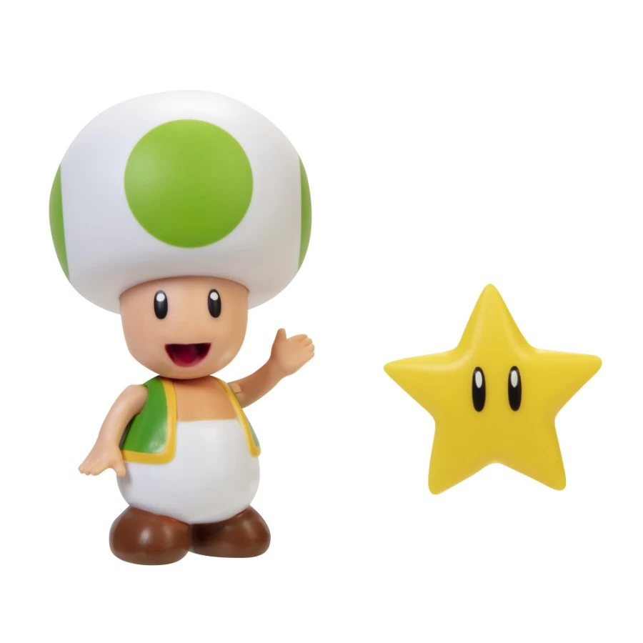 Super Mario Green Toad Articulated Action Figure 4-Inch Collectible