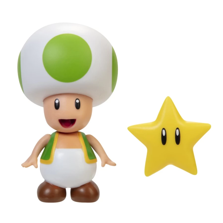 Super Mario Green Toad Articulated Action Figure 4-Inch Collectible