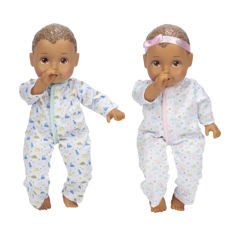 "Perfectly-Cute 14 Inch Sweet Baby Twin Dolls Set - Brunette Boy & Girl with Brown Eyes"