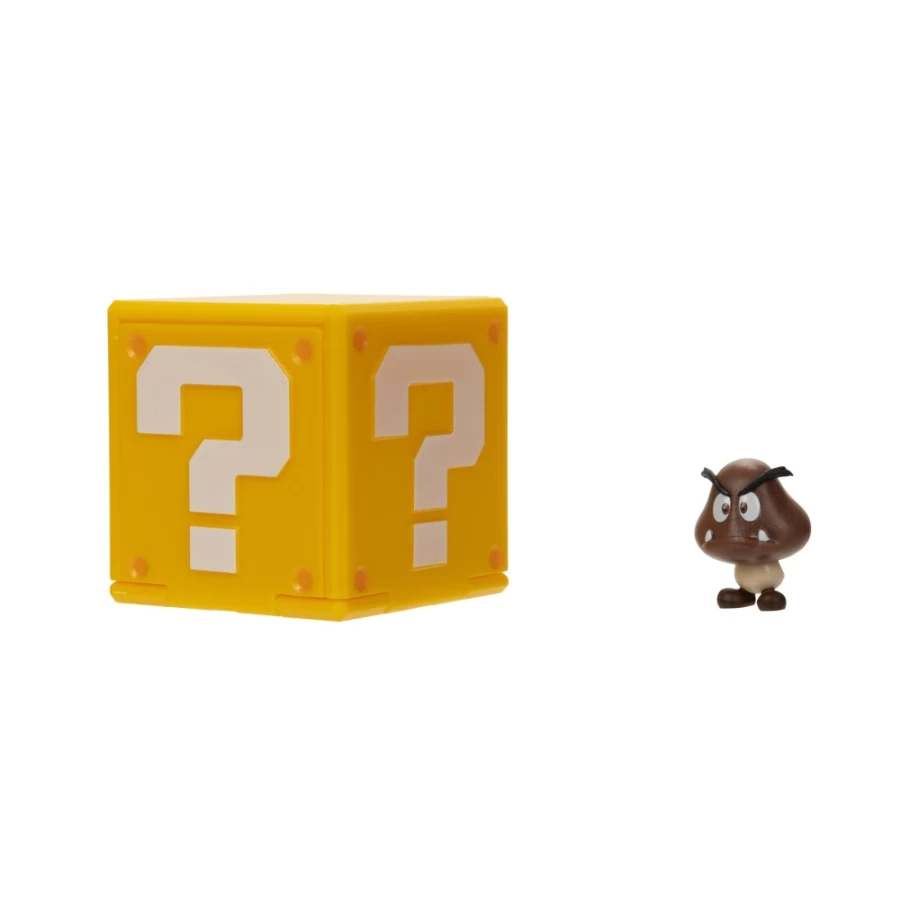 "Super Mario Bros 1.25 Inch Goomba Mini Figure with Question Block - Official Collectible"