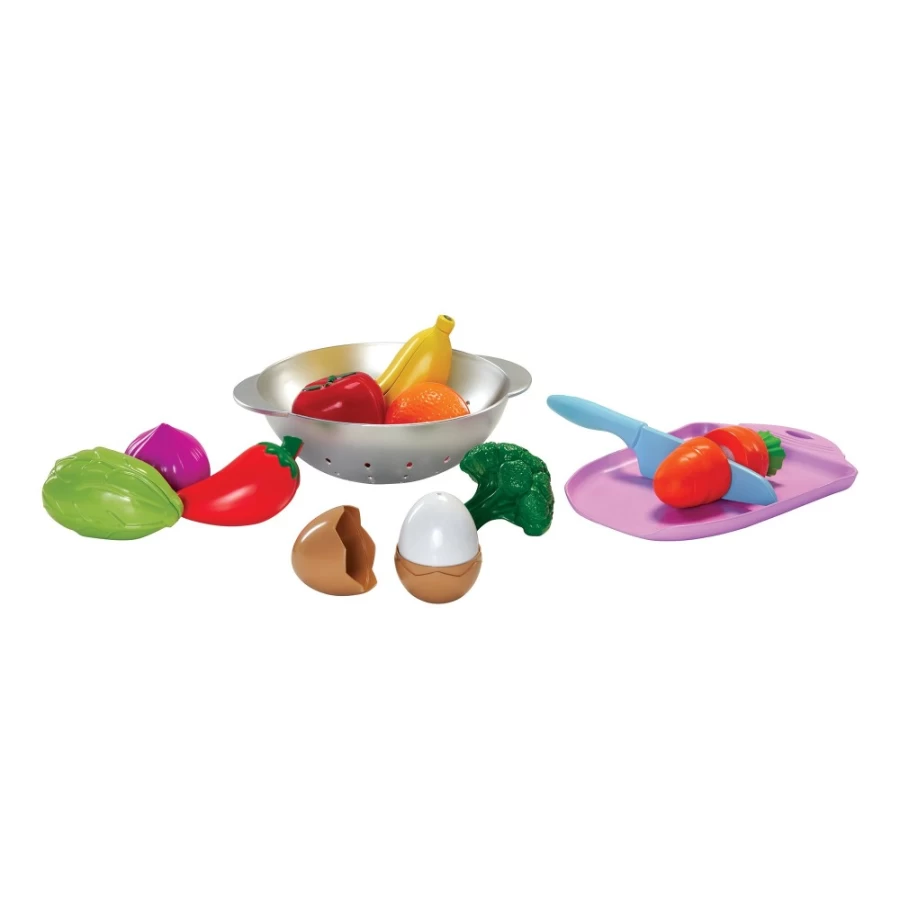 Perfectly-Cute 26-Piece Fruit & Veggie Food Playset - Home Slice 'N Peel Toy Kitchen Accessories for Kids
