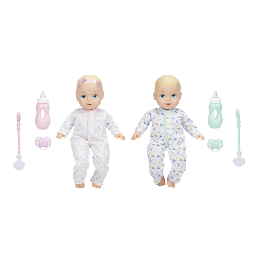 "Perfectly-Cute 14" Blonde Blue-Eyed Twin Baby Dolls - My Sweet B/G Twin Dolls Set"
