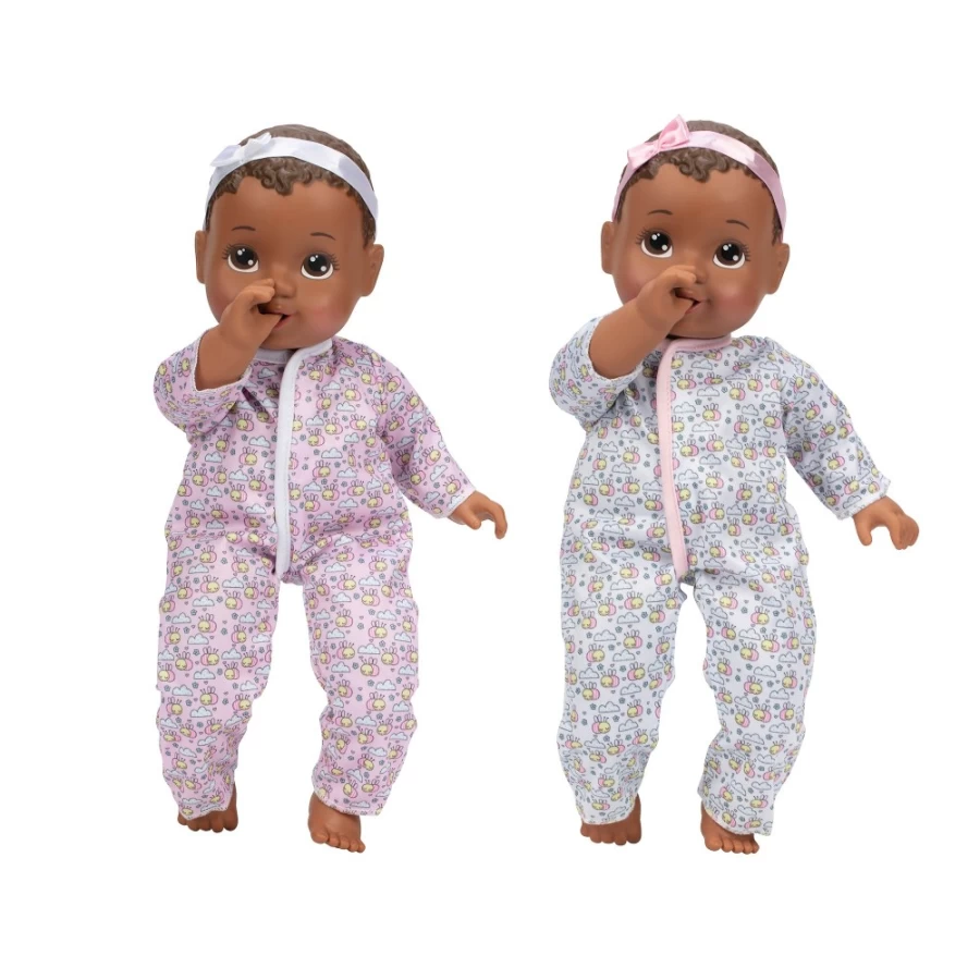 "Perfectly-Cute 14" Twin Girl Dolls Set - Dark Brunette Hair & Brown Eyes, My Sweet Baby Twins Collection"