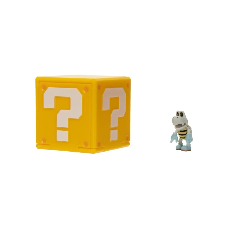 "Super Mario Bros 1.25 Inch Dry Bones Mini Figure with Question Block – Official Collectible Toy"