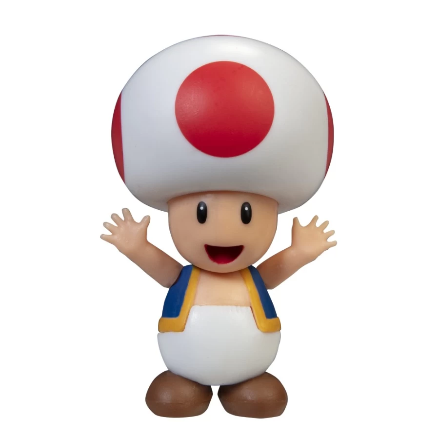 Super Mario Red Toad 2.5-Inch Articulated Action Figure - Collectible Posable Character