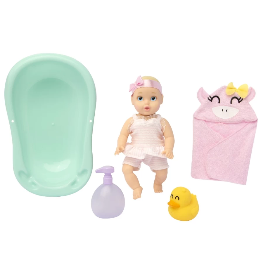 "Perfectly-Cute 8" My Lil' Baby Bath Time Playset with Waterproof Girl Doll & 7 Accessories"