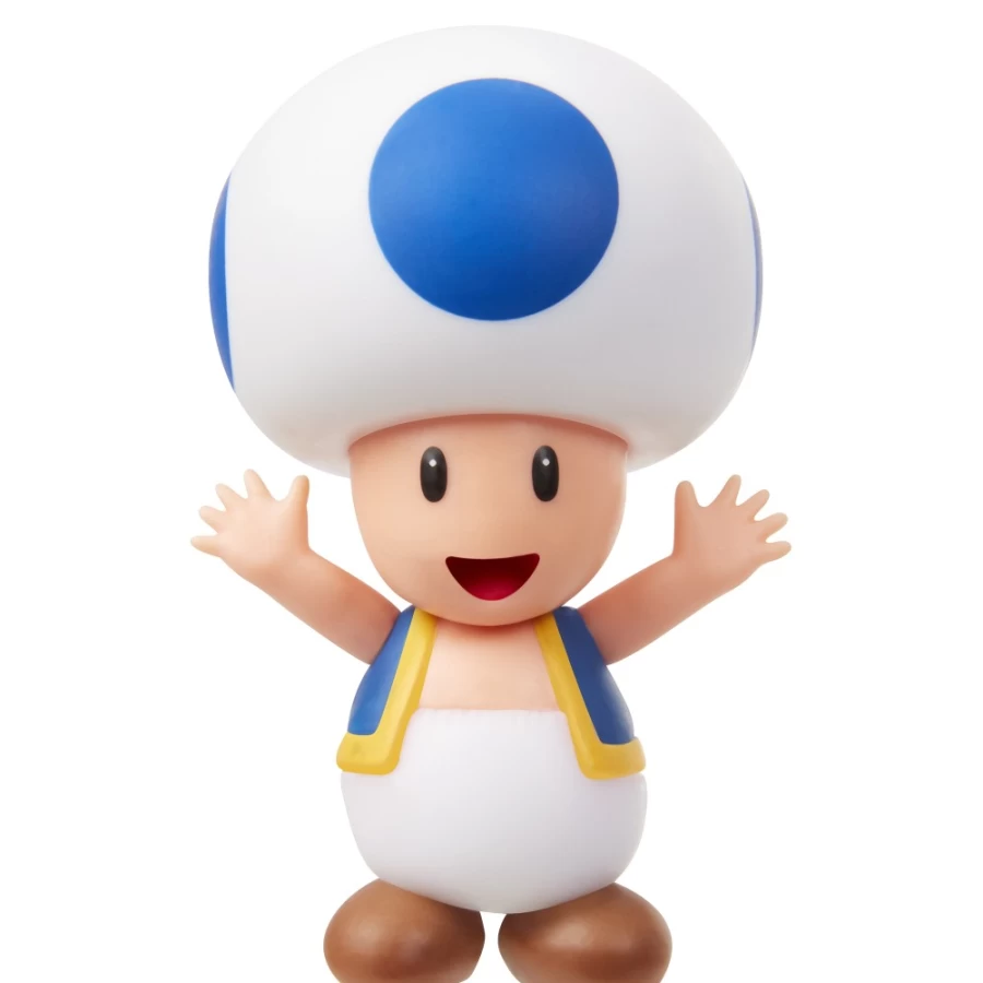 Super Mario Blue Toad 2.5-Inch Articulated Action Figure - Collectible Posable Character