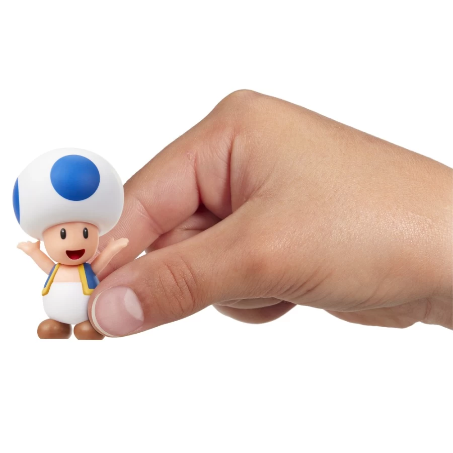 Super Mario Blue Toad 2.5-Inch Articulated Action Figure - Collectible Posable Character