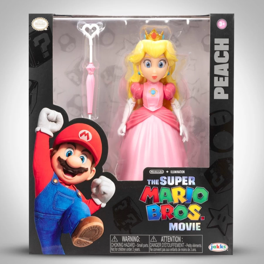"Super Mario Bros Peach 5 Inch Figure with Umbrella Accessory - Collectible Character Toy"