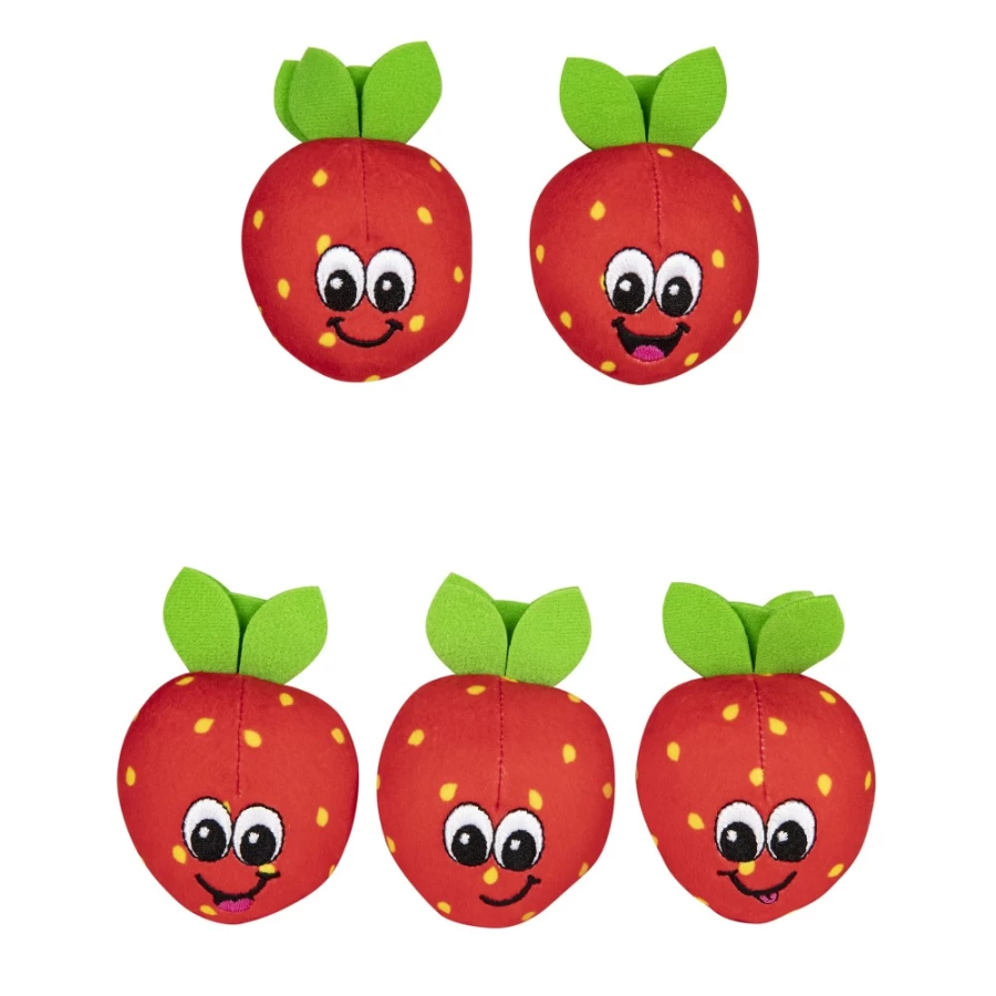 Haribo Strawbs Mini Plush 5-Pack - Assorted Fruit Flavored Soft Candy