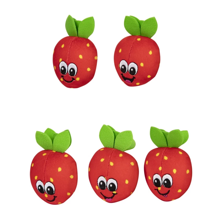 Haribo Strawbs Mini Plush 5-Pack - Assorted Fruit Flavored Soft Candy