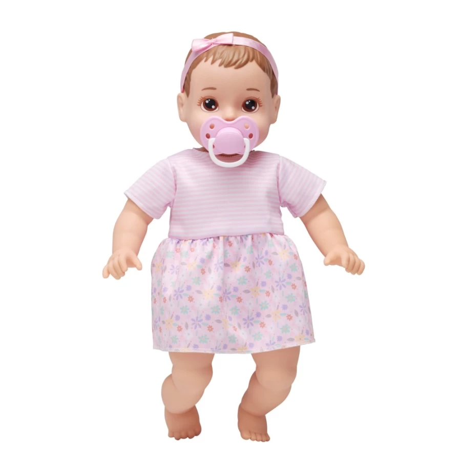 Perfectly-Cute 14" Sweet Baby Girl Doll with Light Brunette Hair and Brown Eyes - Realistic Cuddly Toy for Kids