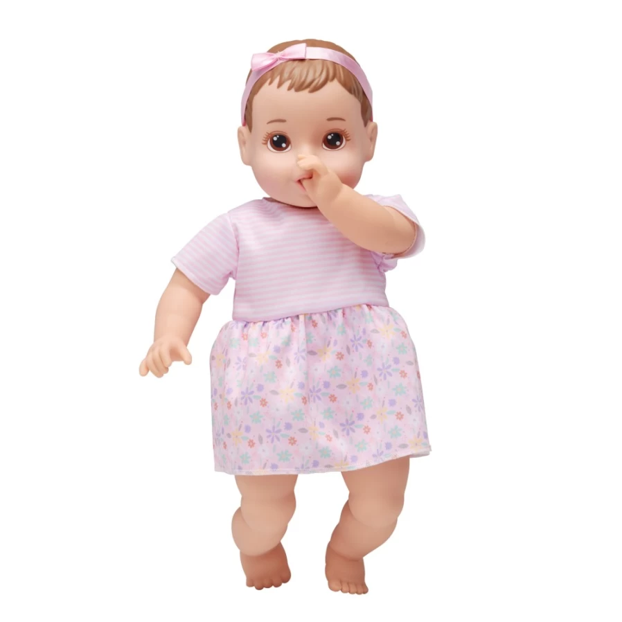 Perfectly-Cute 14" Sweet Baby Girl Doll with Light Brunette Hair and Brown Eyes - Realistic Cuddly Toy for Kids
