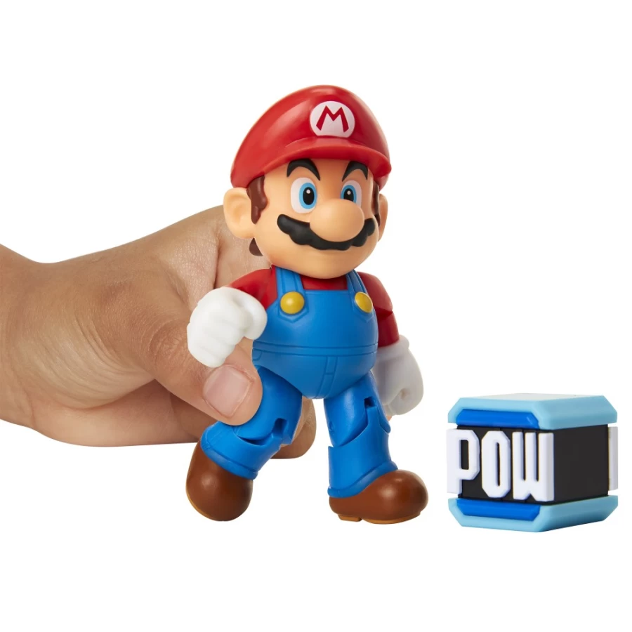 Super Mario Articulated Pow Block Action Figure - 4-Inch Poseable Collectible