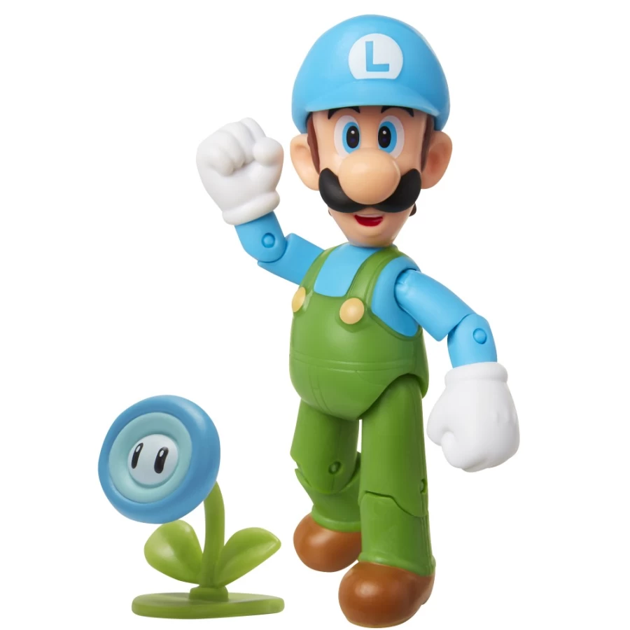 Super Mario Ice Luigi with Ice Flower 4-Inch Poseable Articulated Action Figure