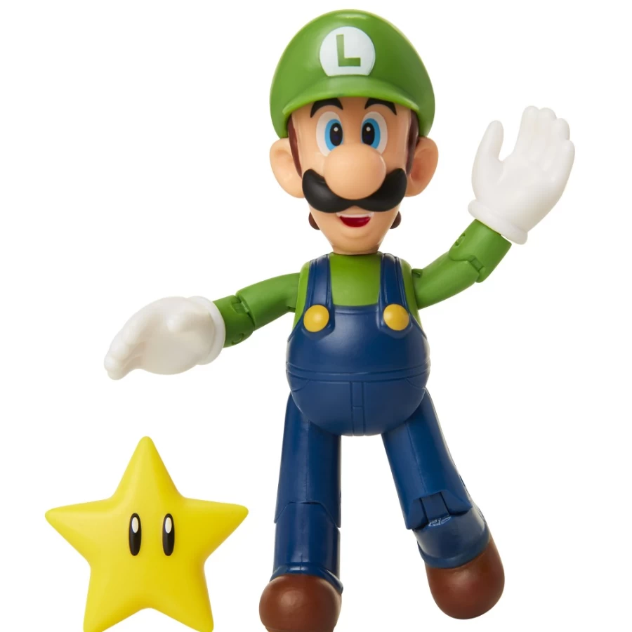 "Super Mario Luigi with Star 4-Inch Articulated Action Figure"