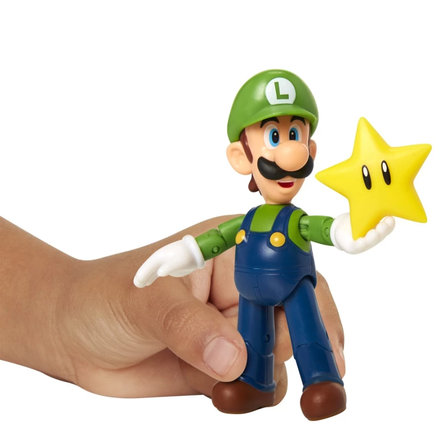 "Super Mario Luigi with Star 4-Inch Articulated Action Figure"
