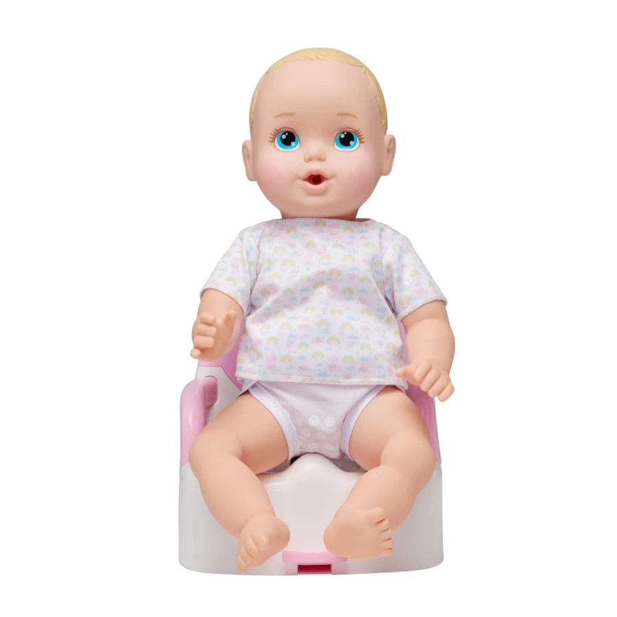 "Perfectly-Cute 14-Inch Blonde Hair Blue Eyes Baby Doll with 14 Feed & Wet Accessories, Potty Sounds, 3-Piece Set"