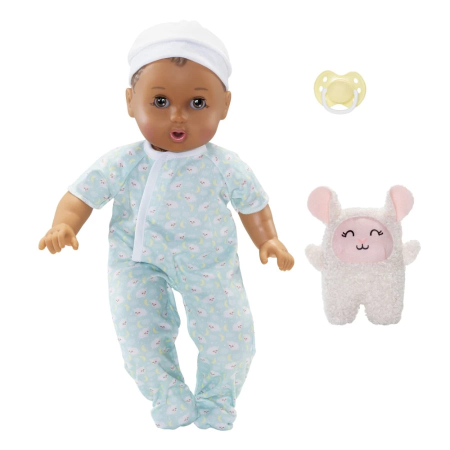 "Perfectly-Cute 14" My Sleepy Baby Brunette Doll with Brown Eyes - Realistic Handmade Collectible"