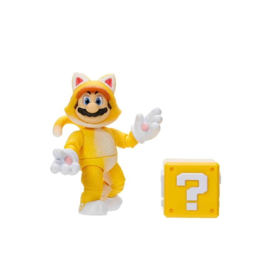 "5 Inch Cat Mario Collectible Figure with Question Block - Super Mario Bros"
